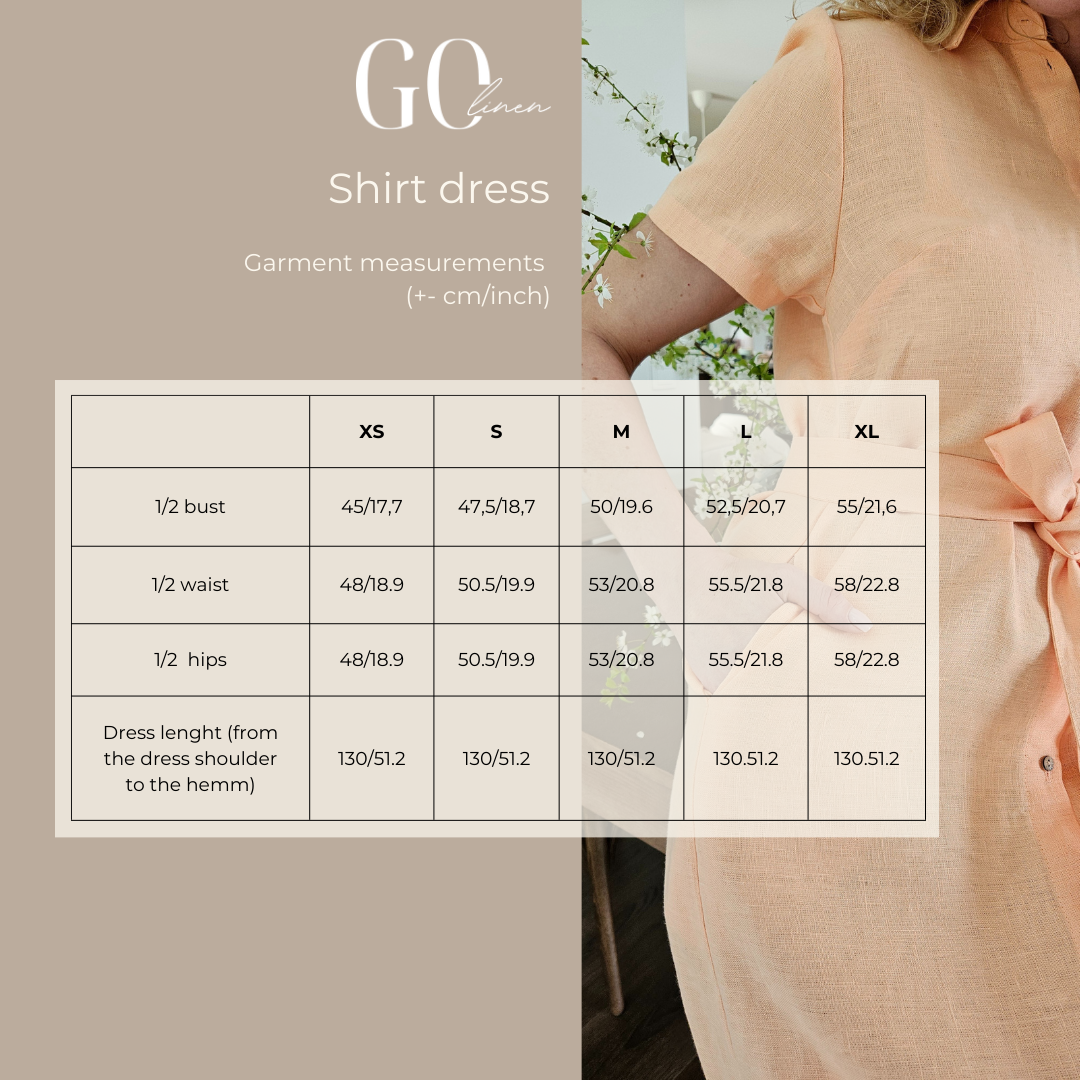 Lininė marškinių tipo suknelė - Pagaminta iš 100% lininio audinio!
