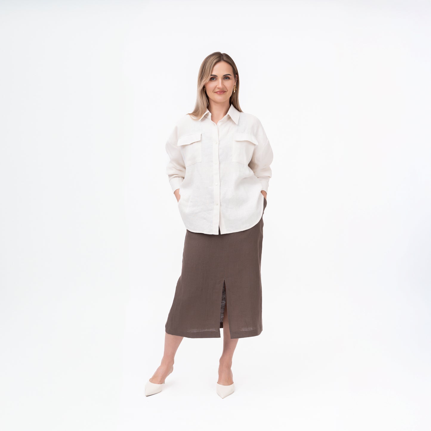 Linen skirt TERRA - A-line midi skirt