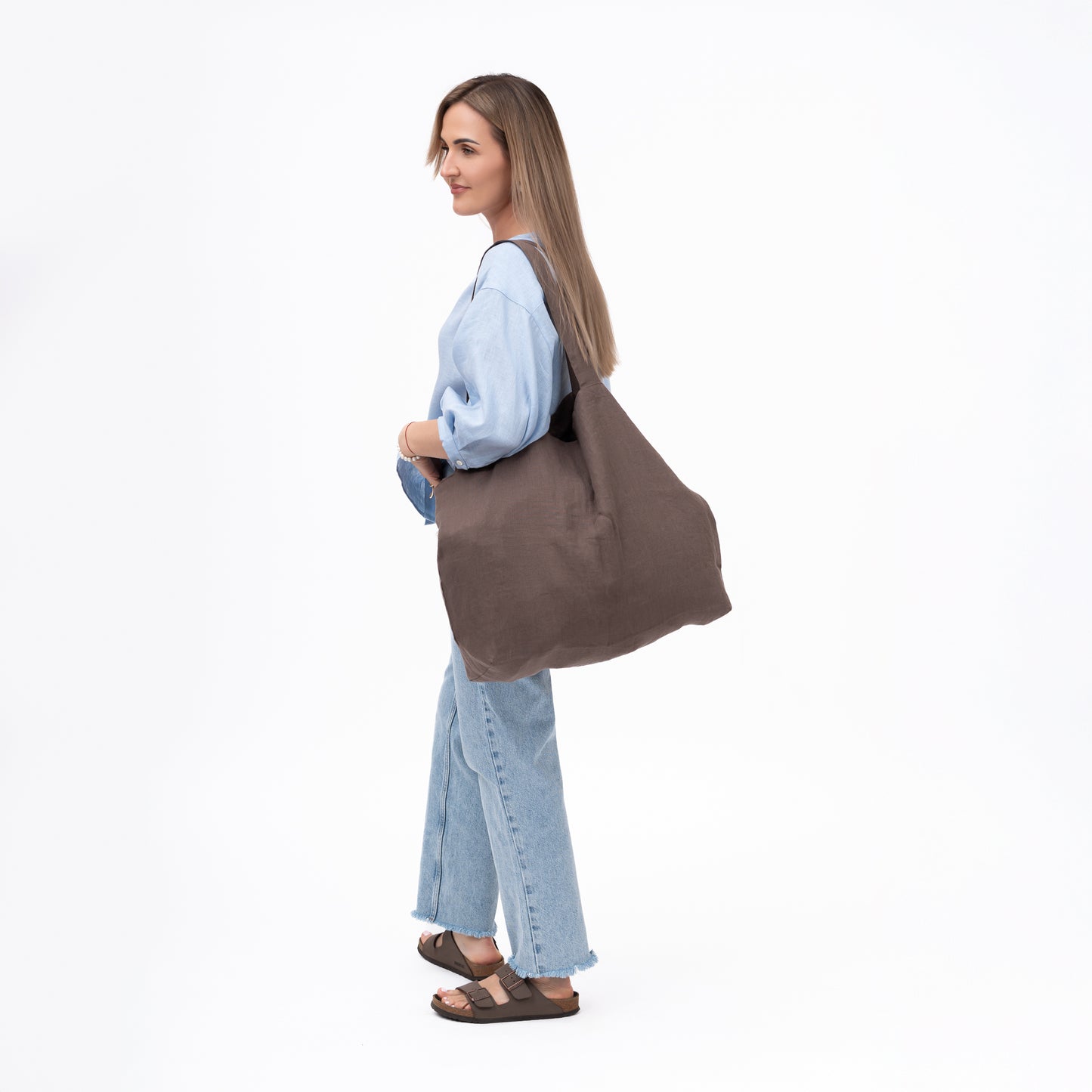 pirkiniu krepšys didelis, tamsiai udos spalvos