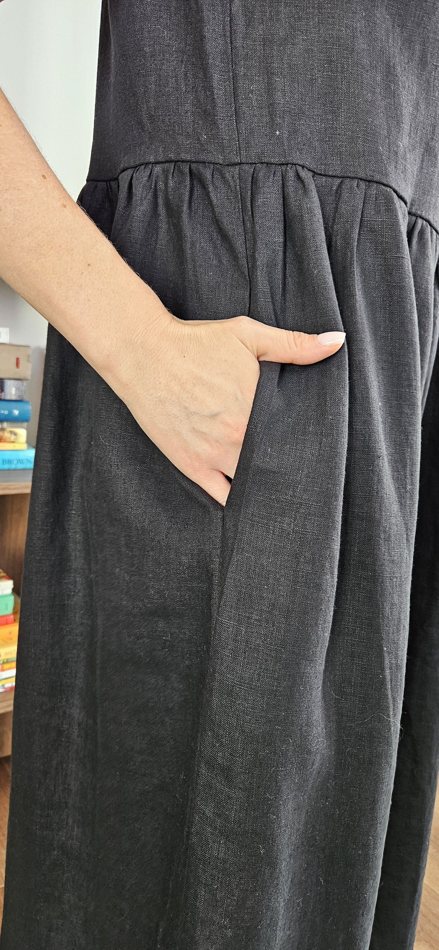 Oversized Linen Dress - Black - Made from 100% linen fabric!