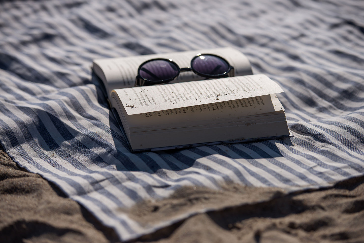 linen beach towel on the sand