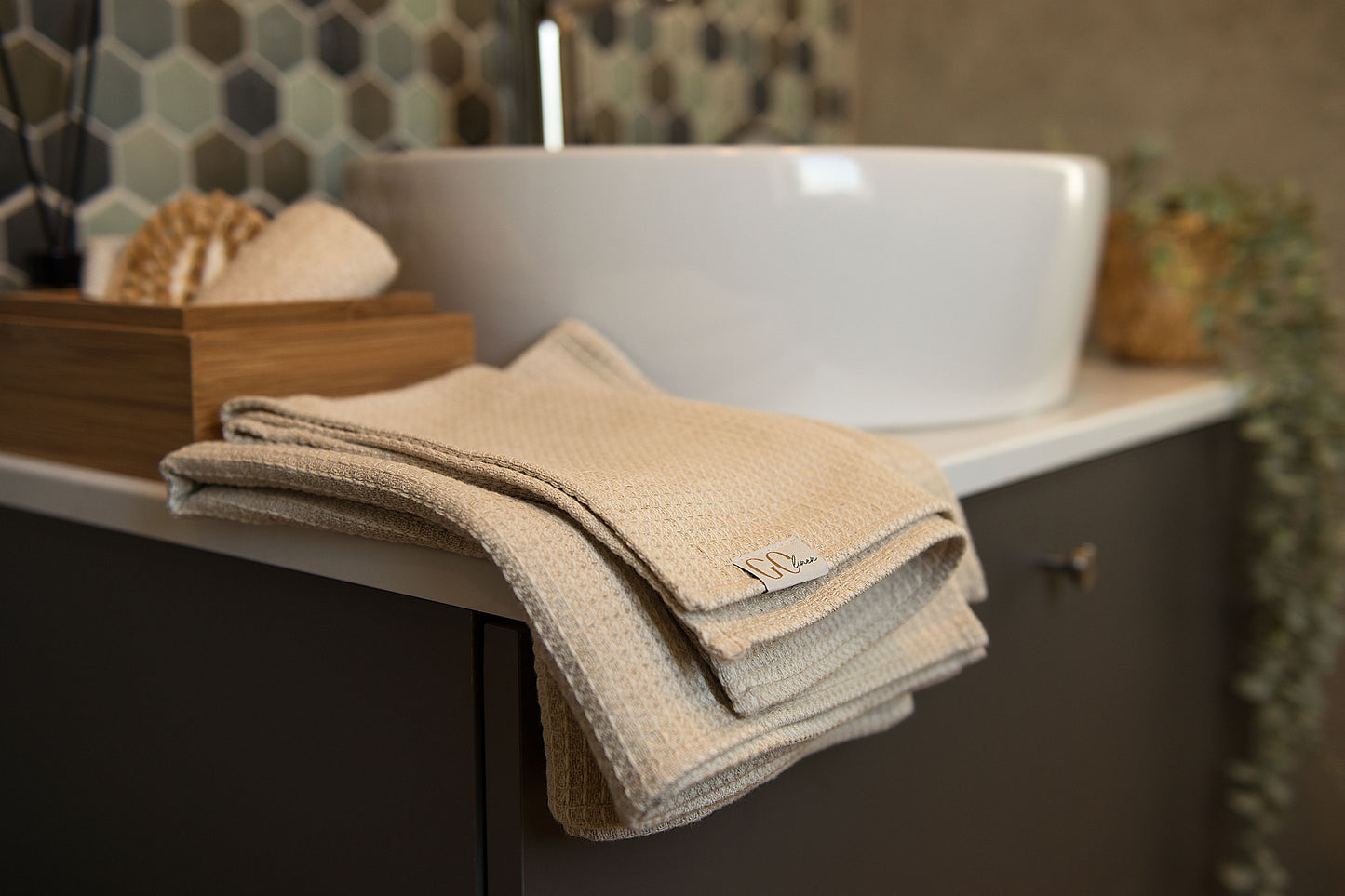 waffle towels, folded