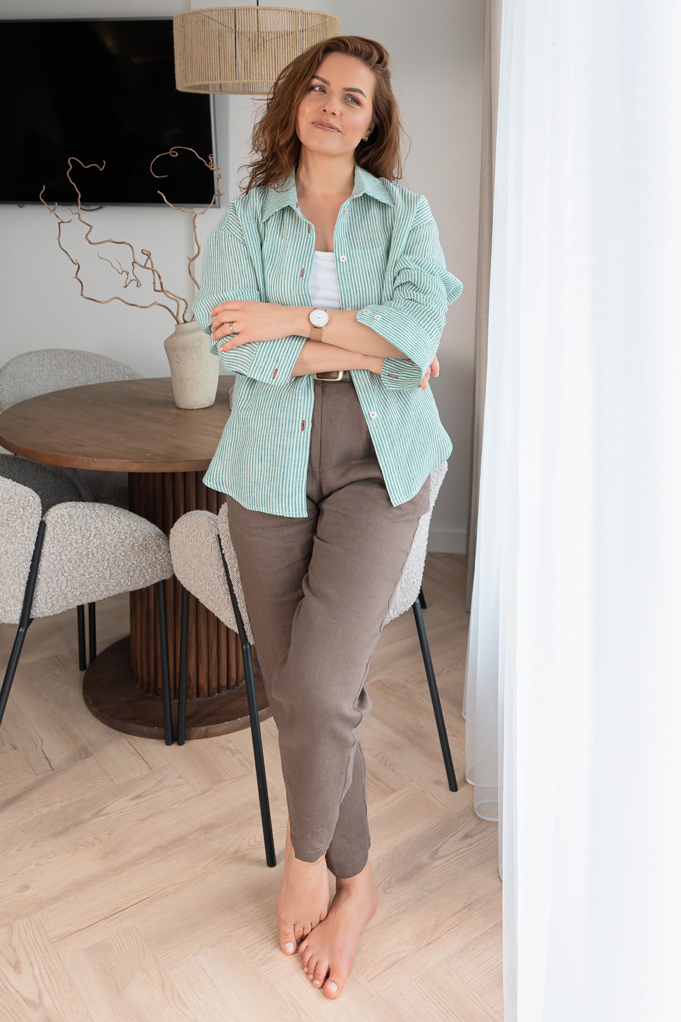 Oversized Linen Shirt for Women VERDE