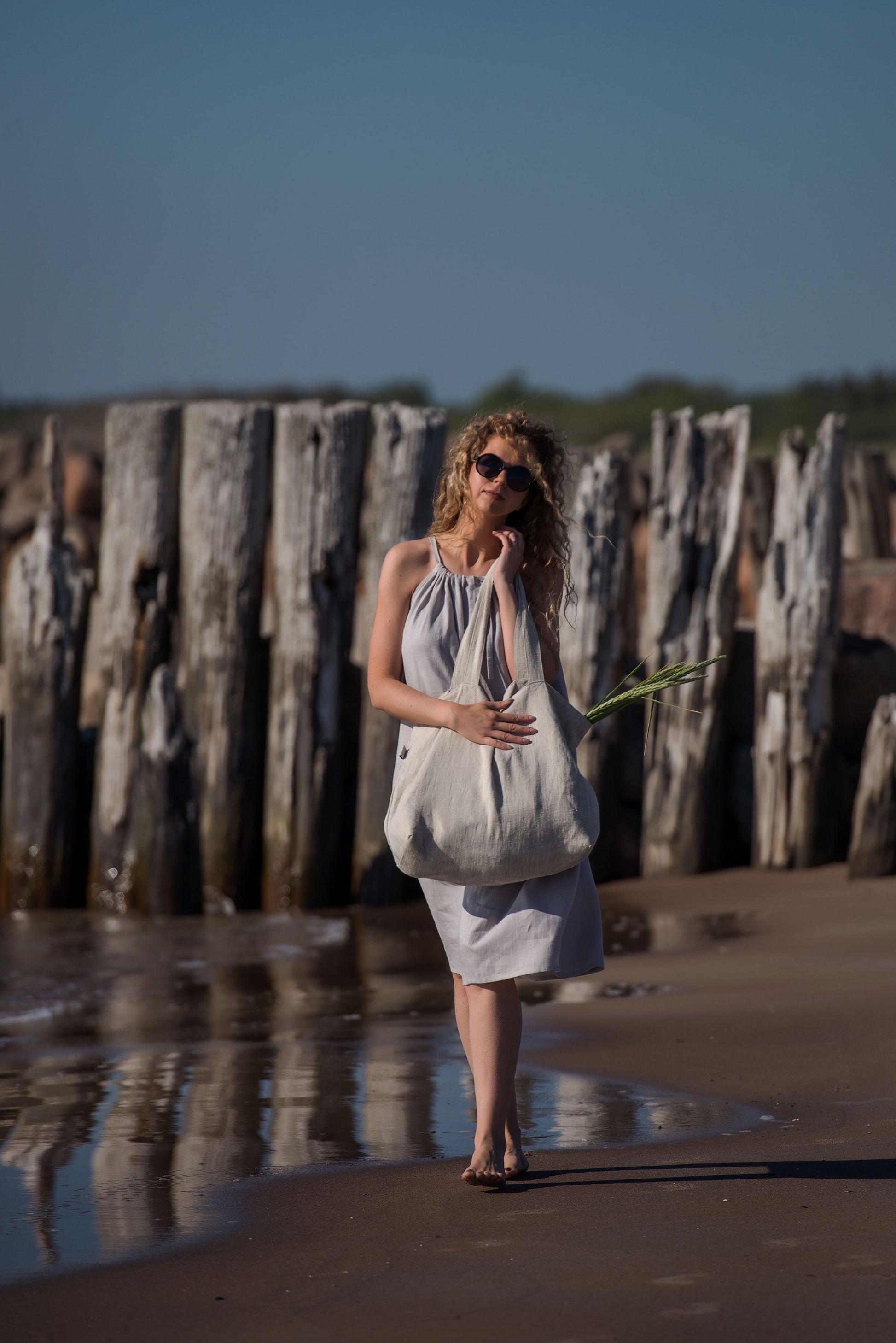 large tote bag , natural linen color