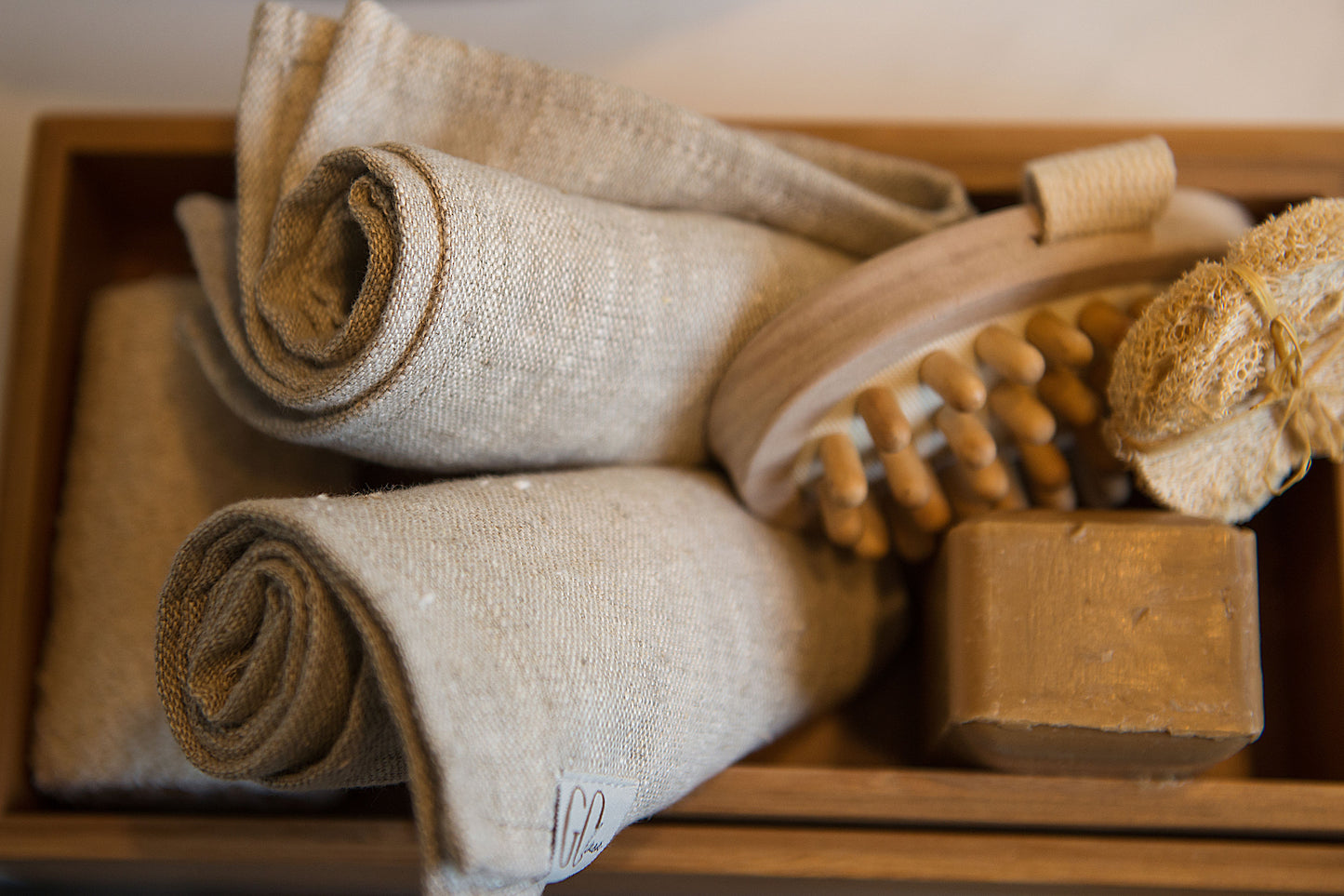 Linen bath towels set, small size