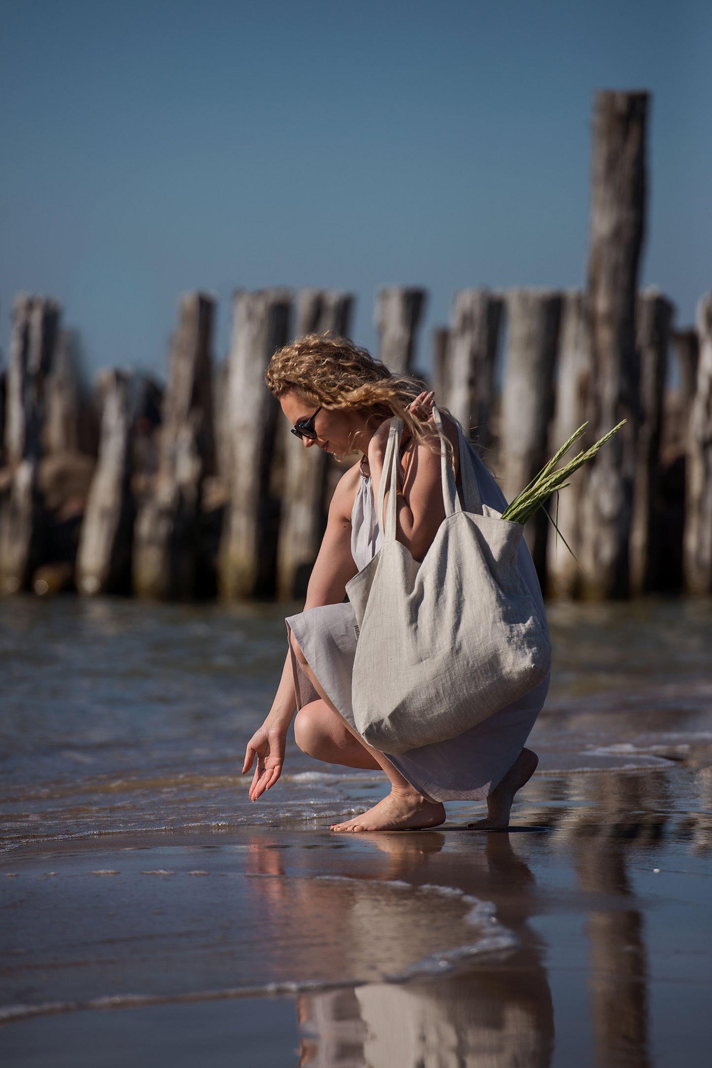 natural linen color beach tote