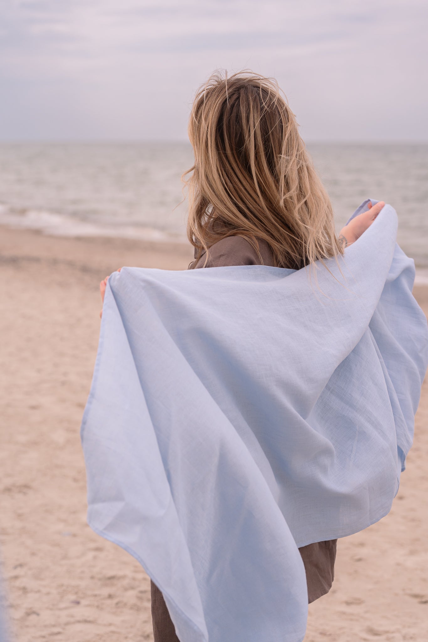 linen scraf sky blue