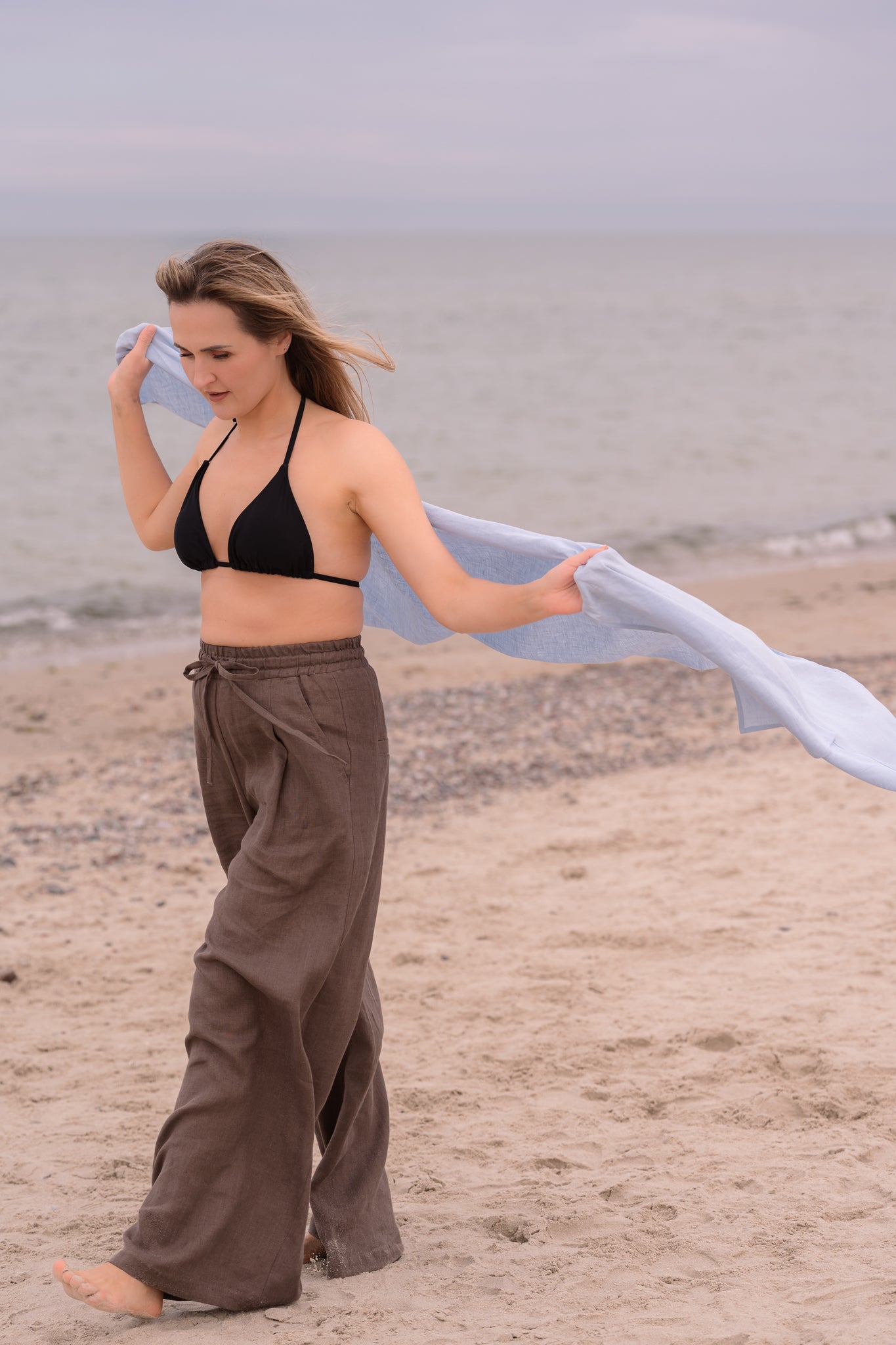 sky blue scarf , beach scarf