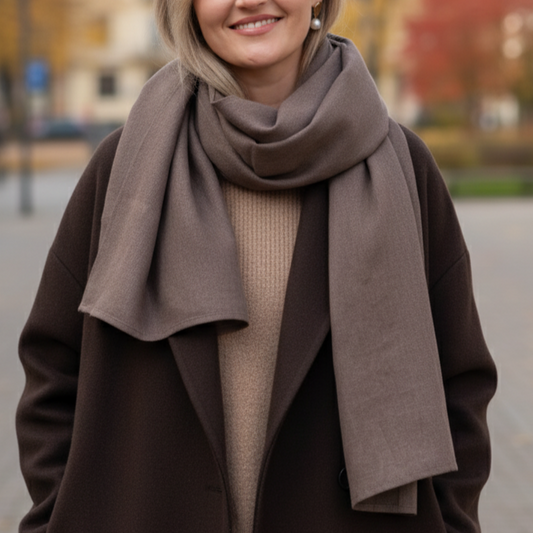 lininis šalikas tamsiai rudas