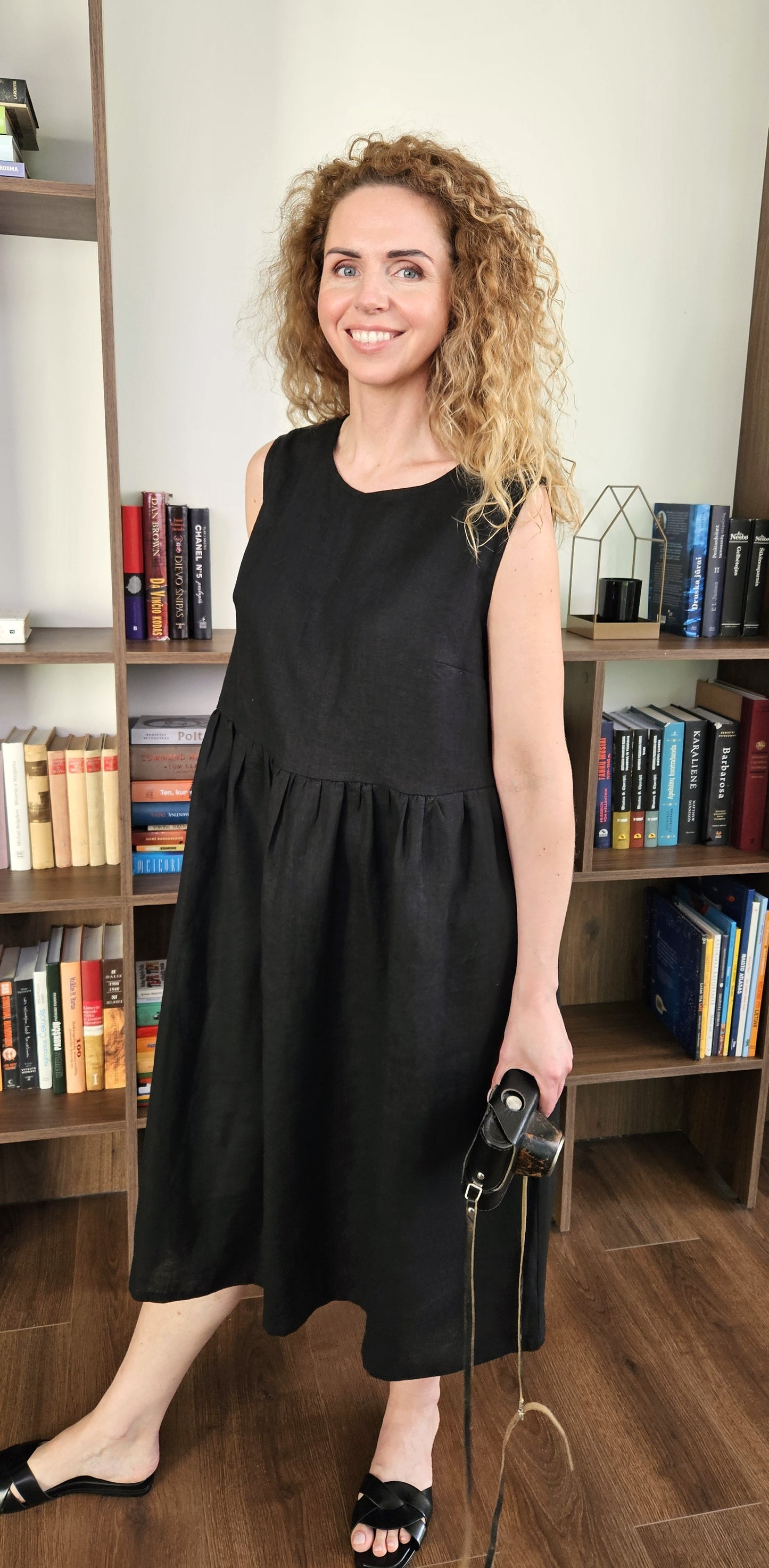 Oversized Linen Dress - Black - Made from 100% linen fabric!