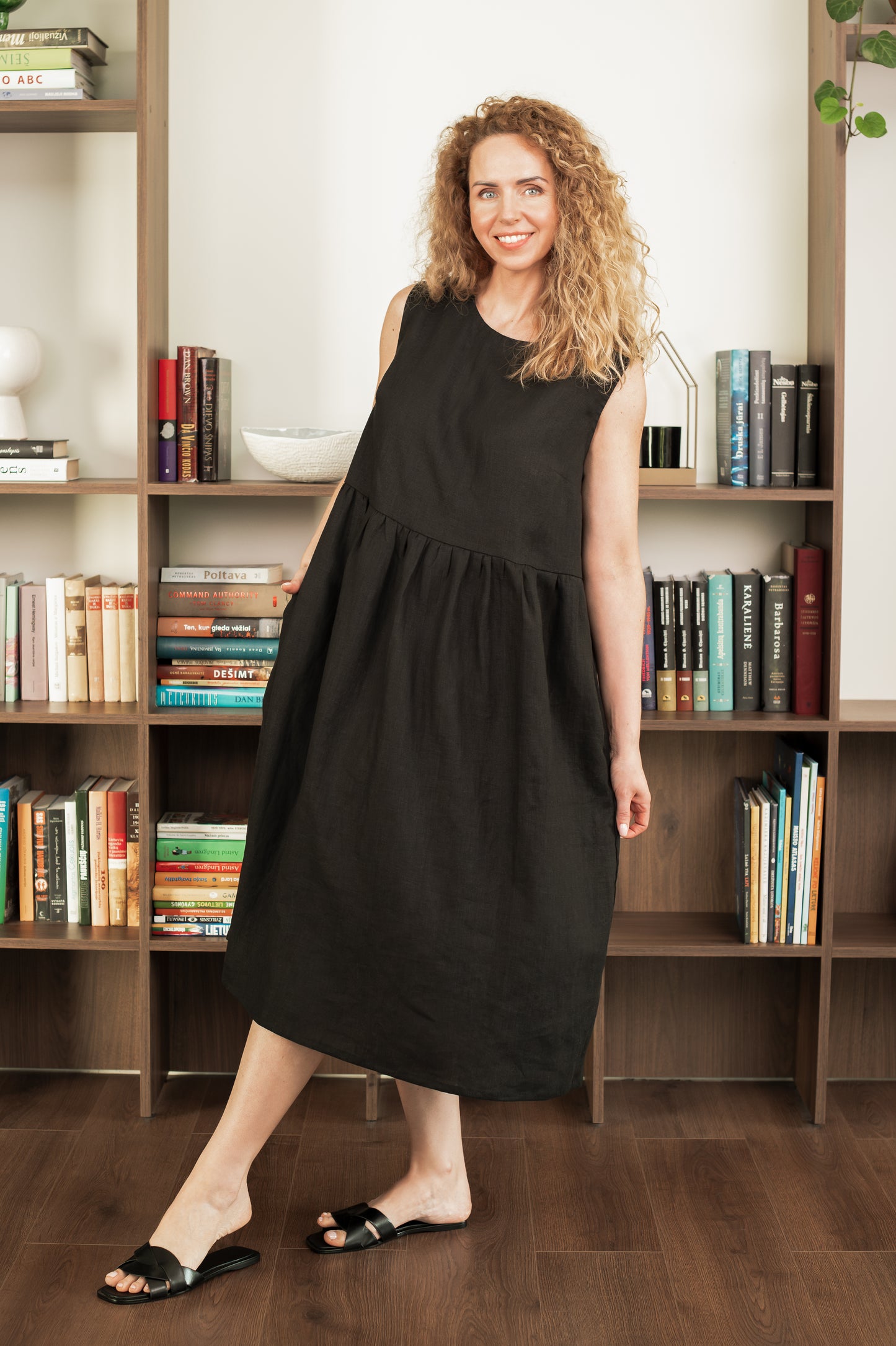 Oversized Linen Dress - Black - Made from 100% linen fabric!