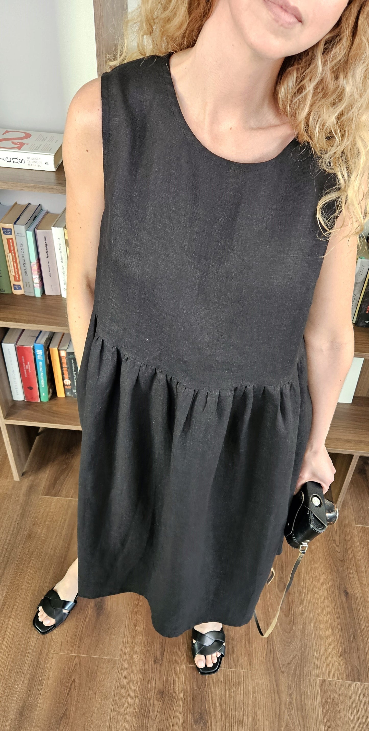 Oversized Linen Dress - Black - Made from 100% linen fabric!