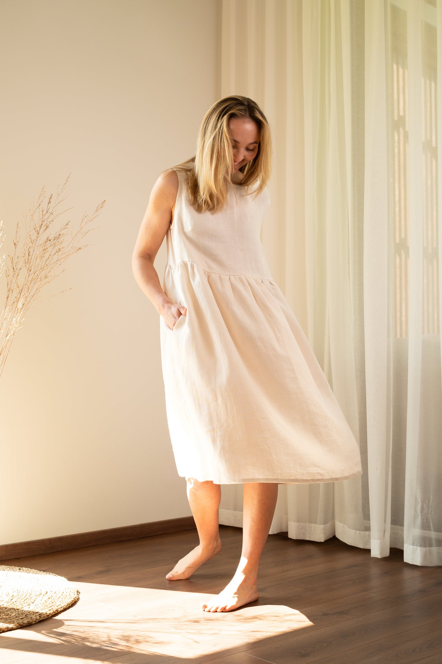 Oversized Linen Dress - Black - Made from 100% linen fabric!