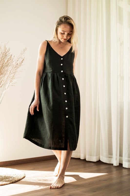 Linen Dress With Straps - Made from 100% linen fabric!