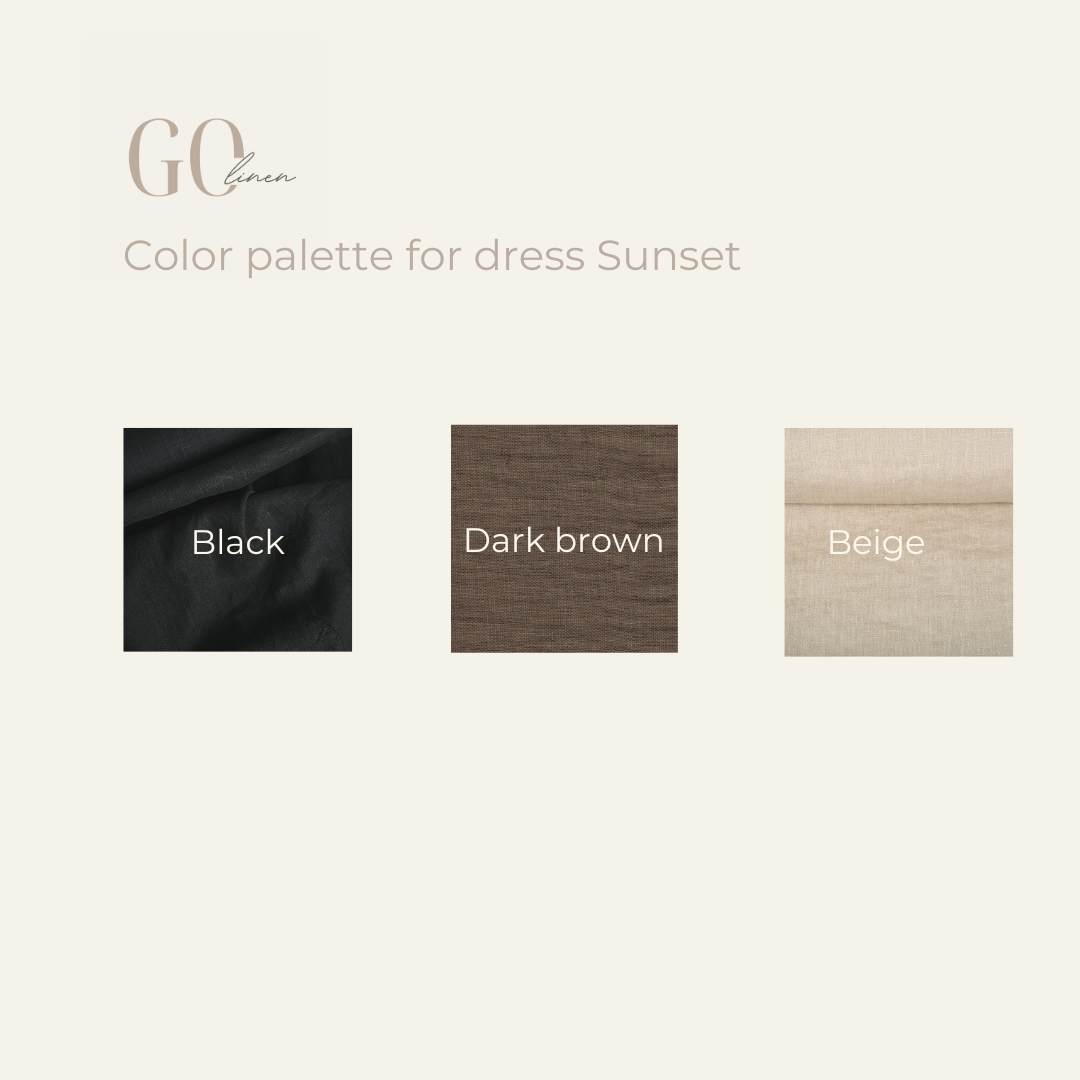 Linen dress SUNSET - dark brown