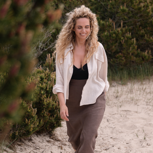 Linen shirt for women MIST - creamy white